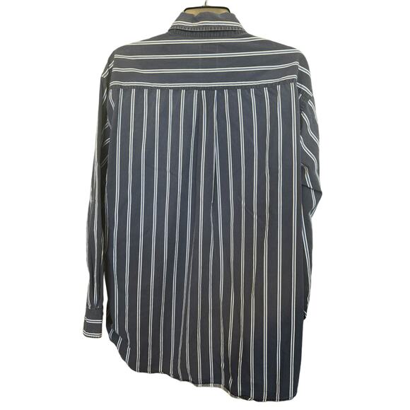 BROOKS BROTHERS  Men's Blue Striped Collared Button-Up Shirt Size L - Picture 2 of 3